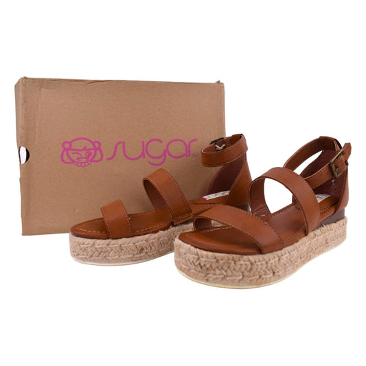 Sugar Tahini Platform Sandals – Cognac Brown – Women’s Size 6.5