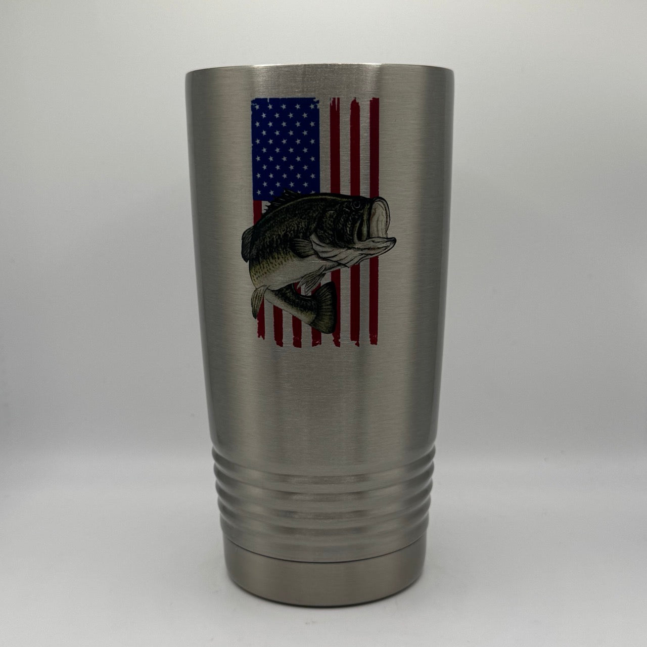 American Flag with Largemouth Bass – 20 oz Stainless Steel Tumbler
