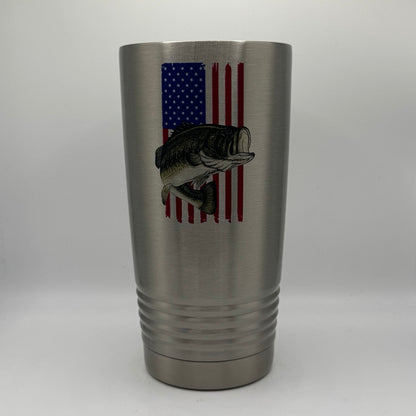 American Flag with Largemouth Bass – 20 oz Stainless Steel Tumbler