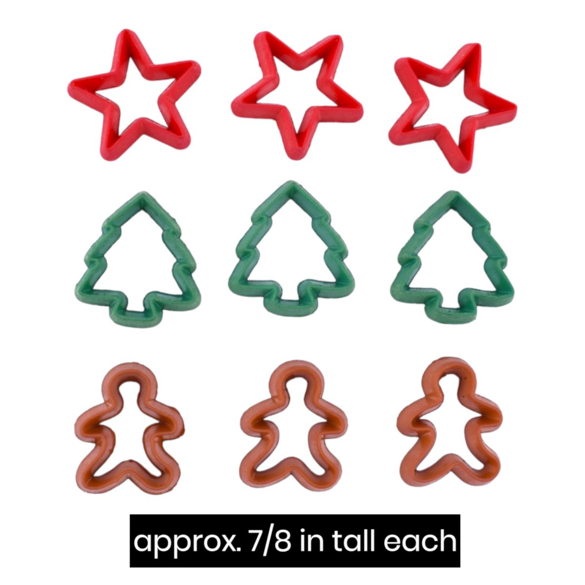 Christmas Craft Buttons, Mini Cookie Cutters, 9 Pieces