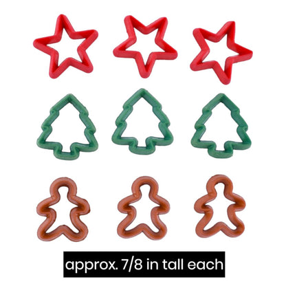 Christmas Craft Buttons, Mini Cookie Cutters, 9 Pieces