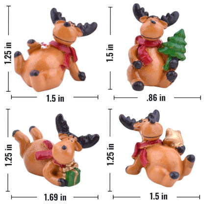 Mini Reindeer Figurines, 4 Piece Set