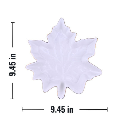 Maple Leaf Dish, White with Gold Trim