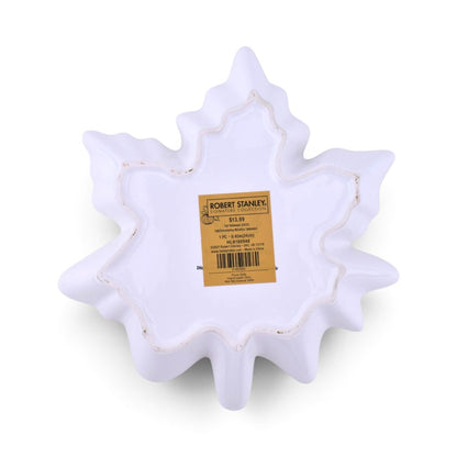 Maple Leaf Dish, White with Gold Trim