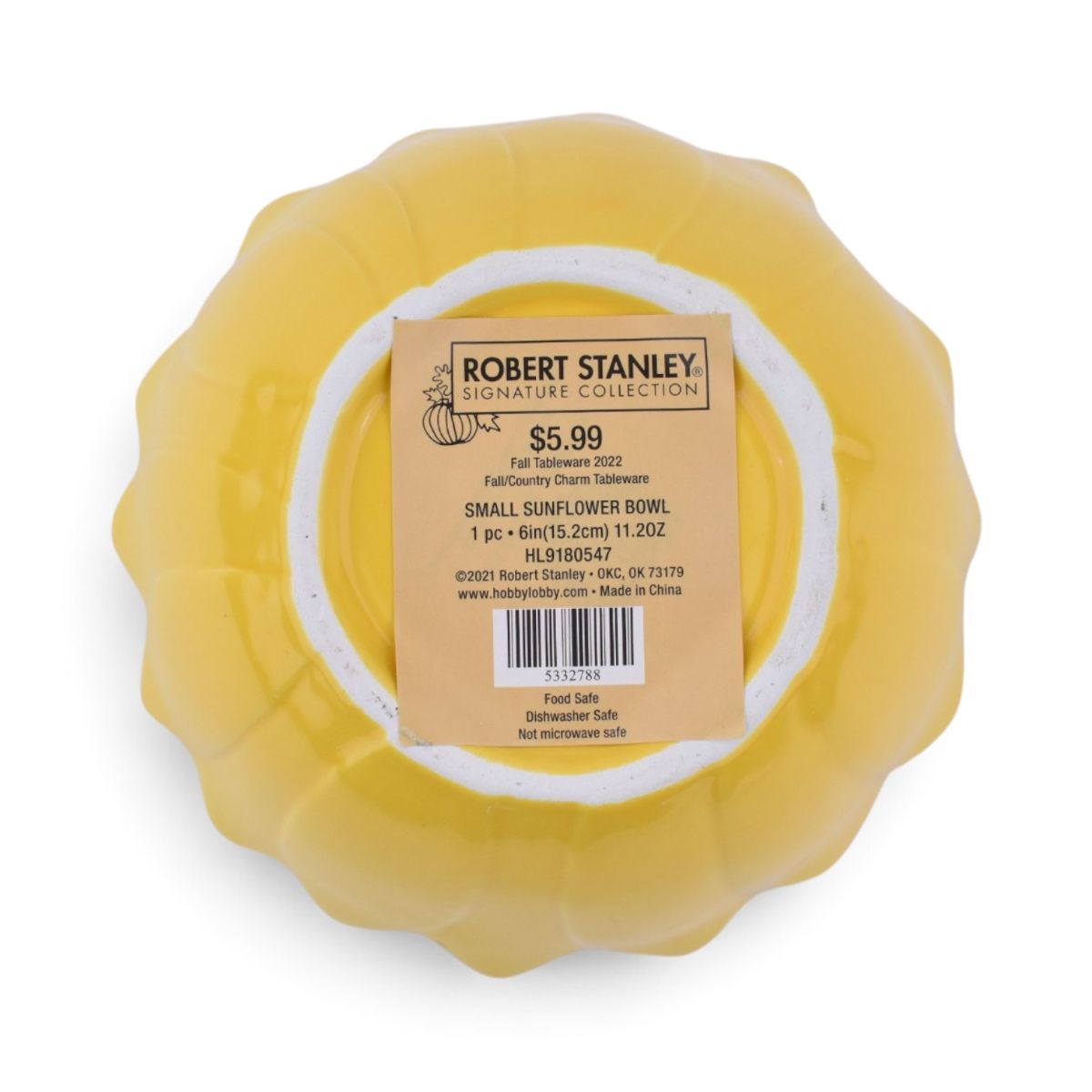 Small Sunflower Bowl in Yellow, 11.2oz