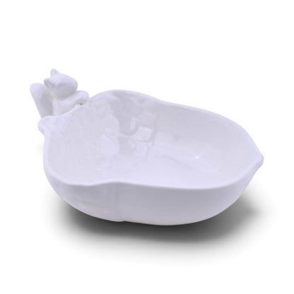 Squirrel Handle White Ceramic Bowl, 8oz