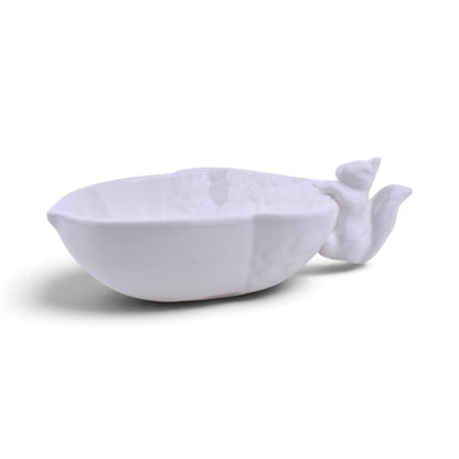 Squirrel Handle White Ceramic Bowl, 8oz