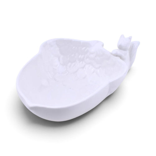 Squirrel Handle White Ceramic Bowl, 8oz