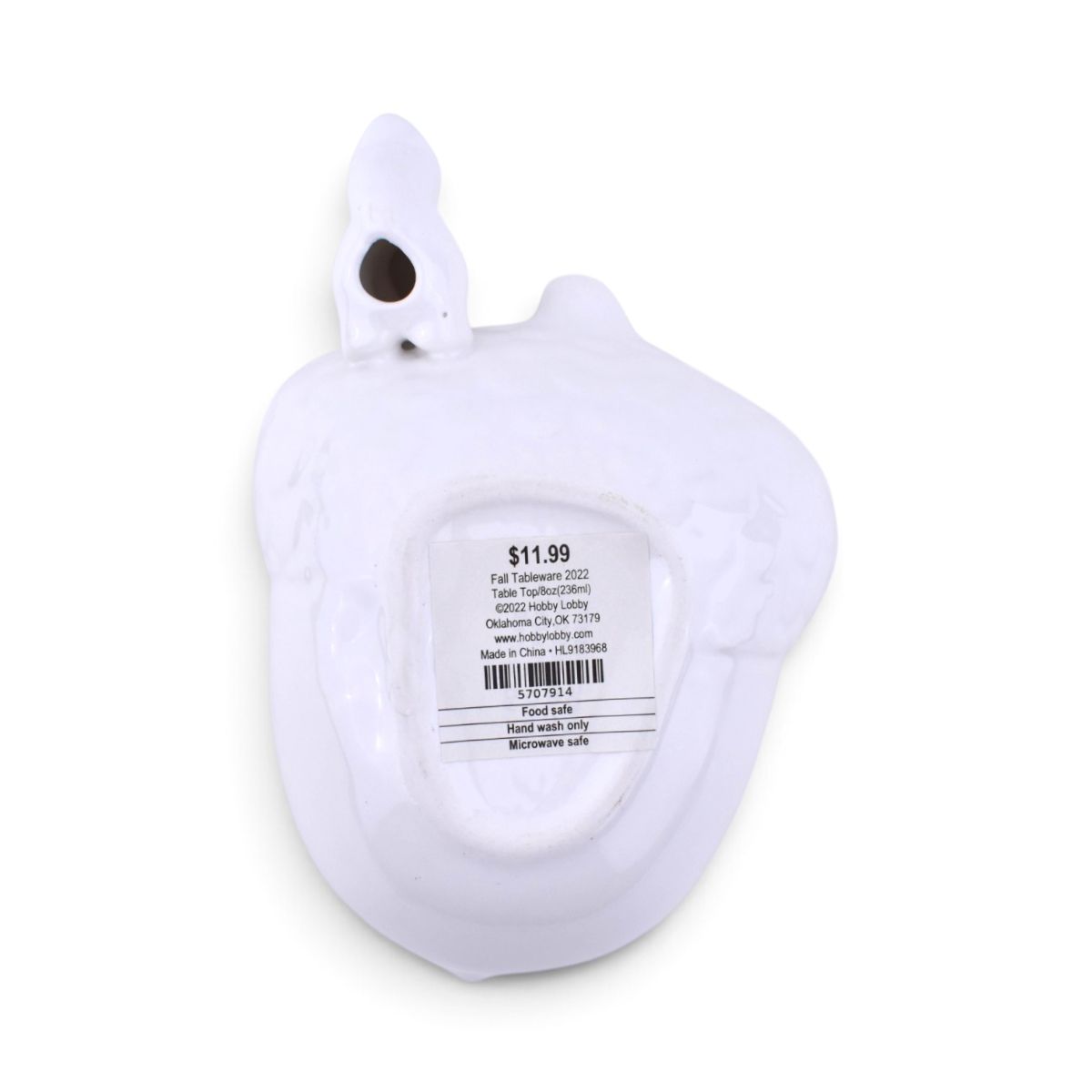 Squirrel Handle White Ceramic Bowl, 8oz