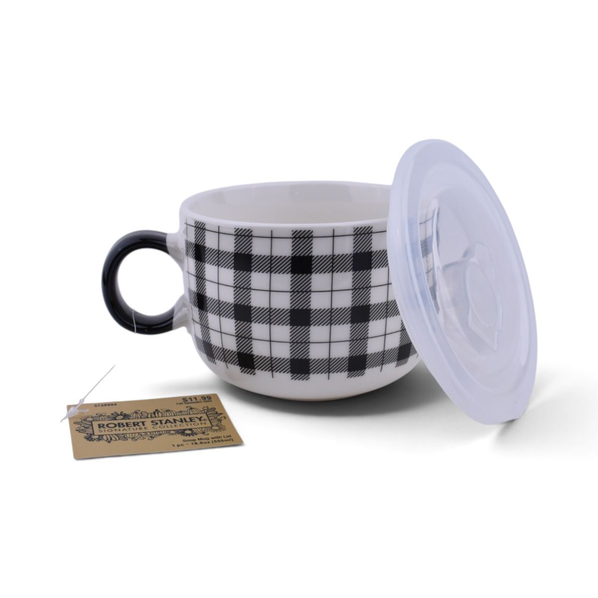 Plaid Soup Mug with Lid, 18.6oz
