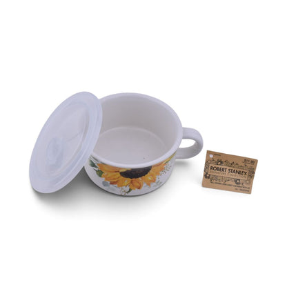 Sunflower Ceramic Soup Mug with Lid, 18oz