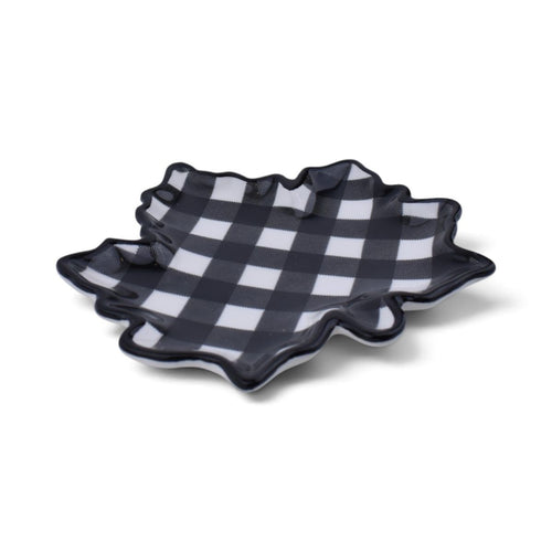 Buffalo Check Maple Leaf Dish in Black and White