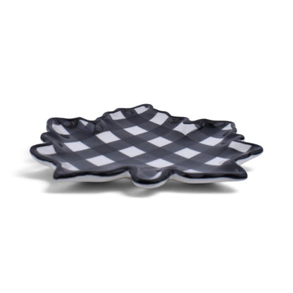 Buffalo Check Maple Leaf Dish in Black and White