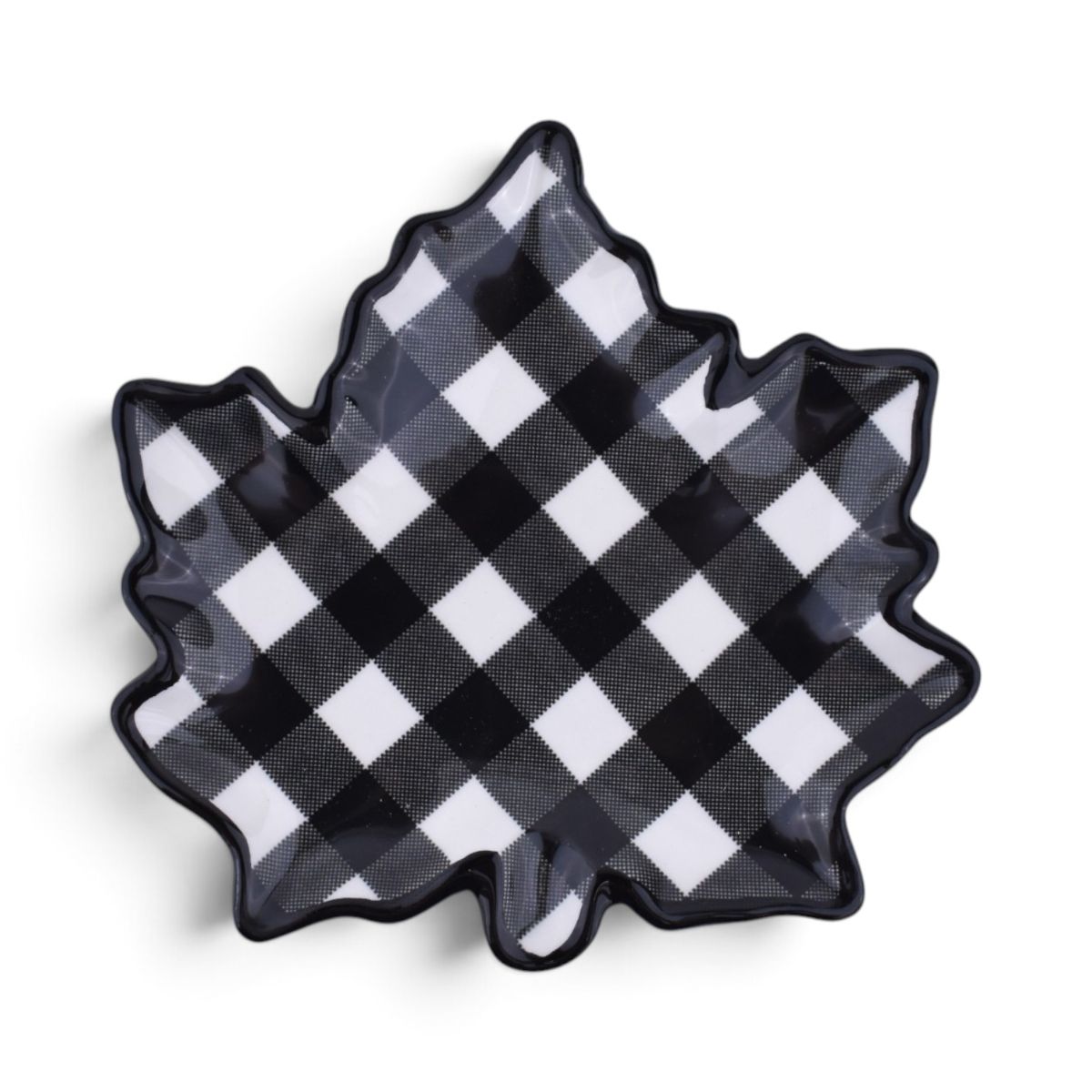 Buffalo Check Maple Leaf Dish in Black and White
