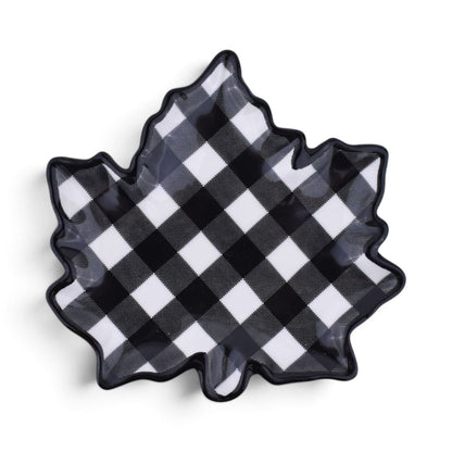 Buffalo Check Maple Leaf Dish in Black and White