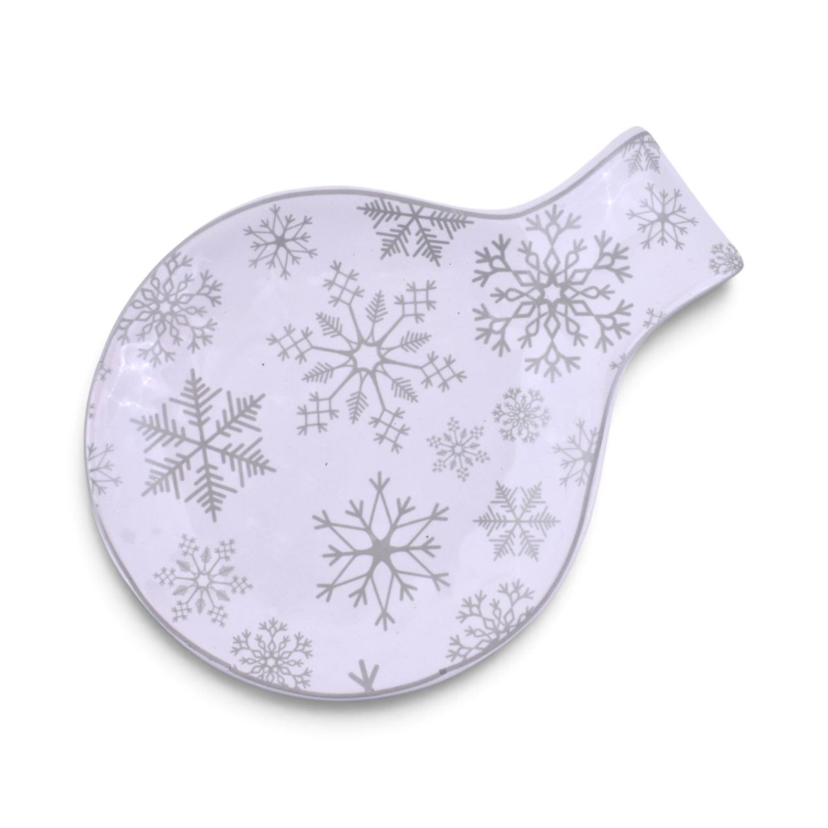 Snowflake Ceramic Spoon Rest in White