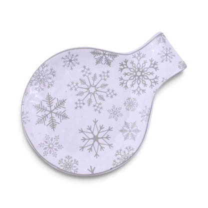 Snowflake Ceramic Spoon Rest in White