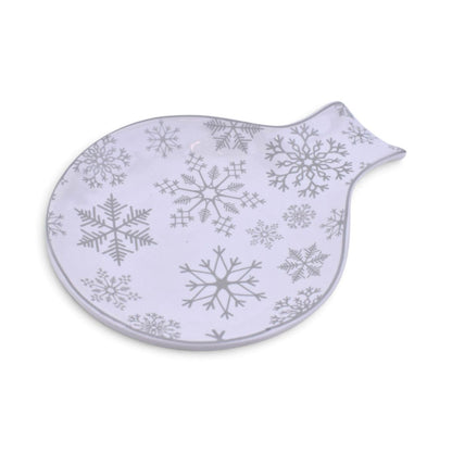 Snowflake Ceramic Spoon Rest in White
