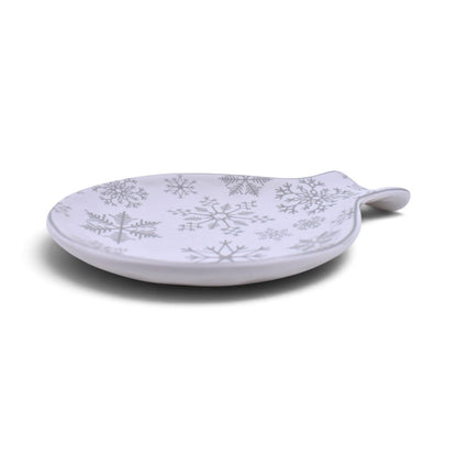 Snowflake Ceramic Spoon Rest in White