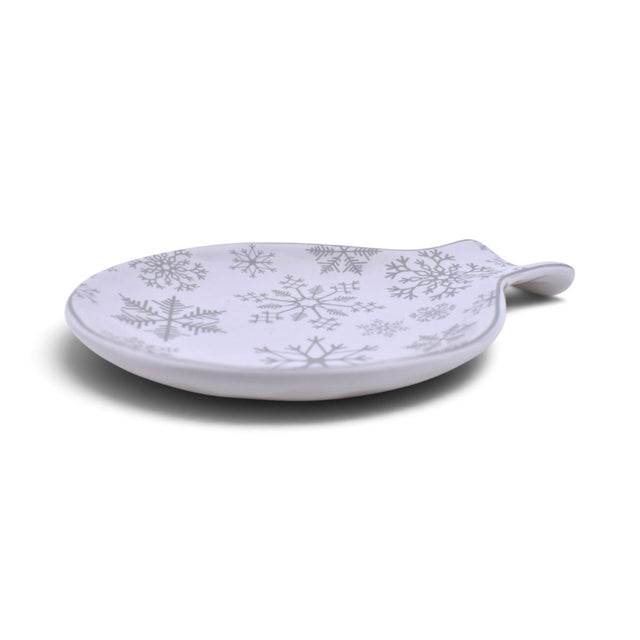 Snowflake Ceramic Spoon Rest in White