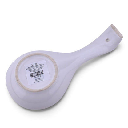 Ceramic Spoon Rest, White Leaf Design