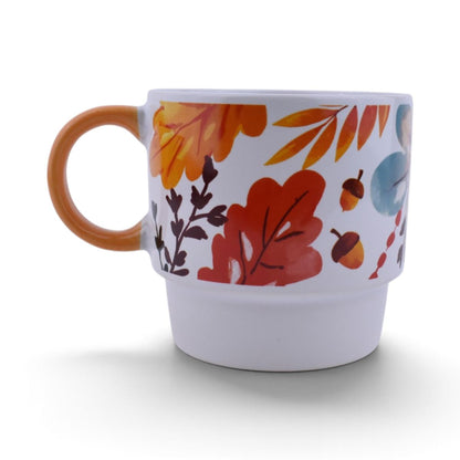 Fall Leaves Stackable Mug Set with Metal Stand