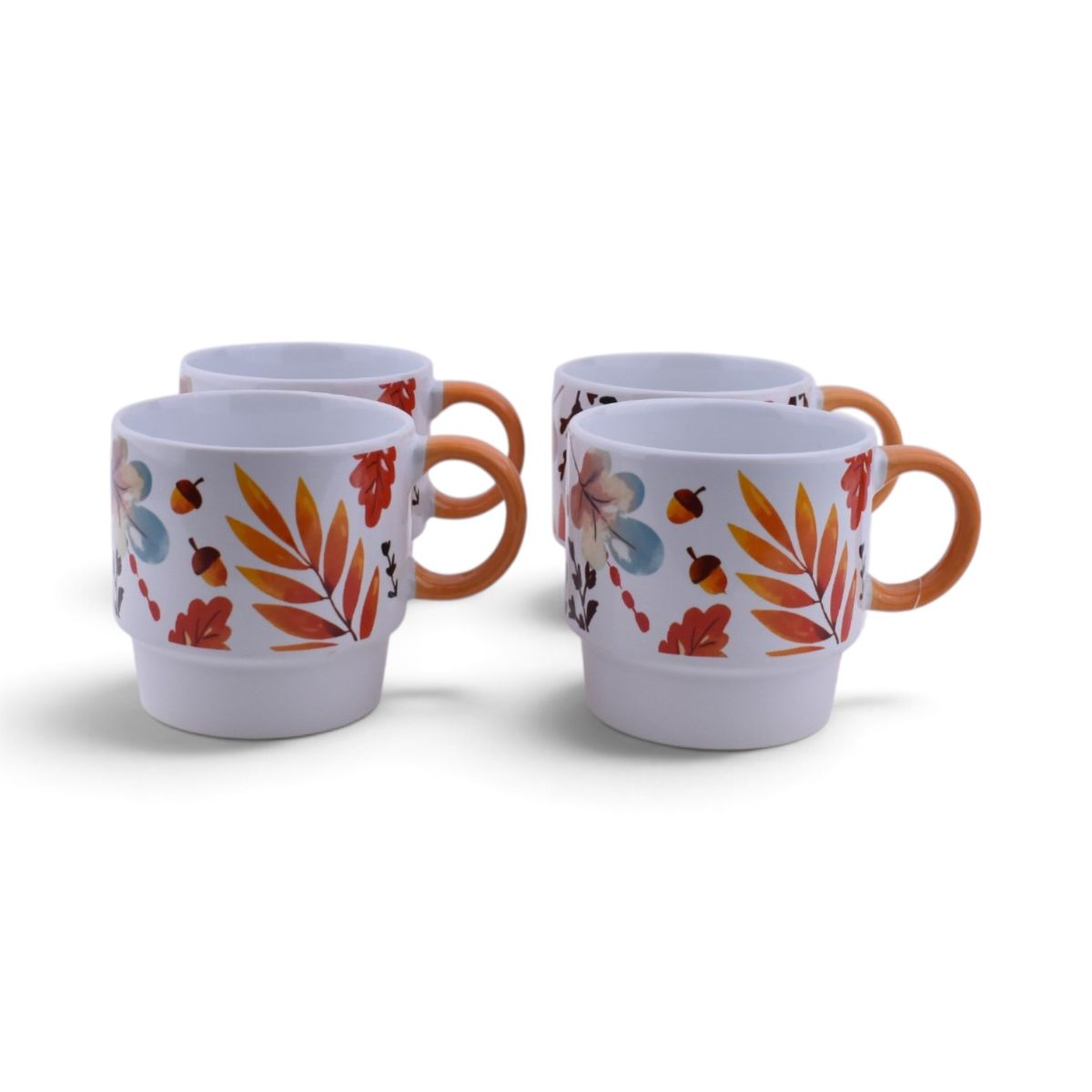 Fall Leaves Stackable Mug Set with Metal Stand