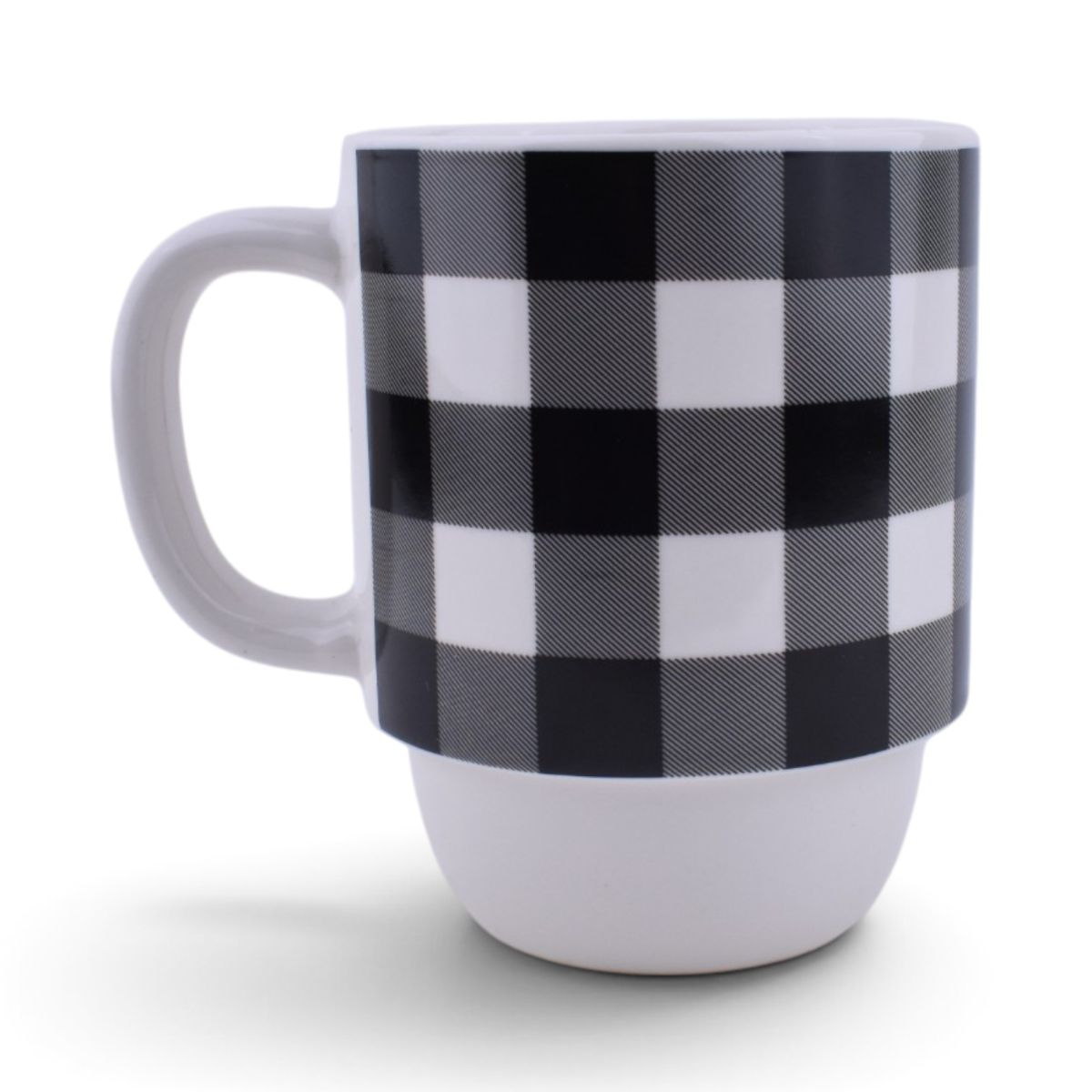 Buffalo Plaid Stacking Mug Set with Rack