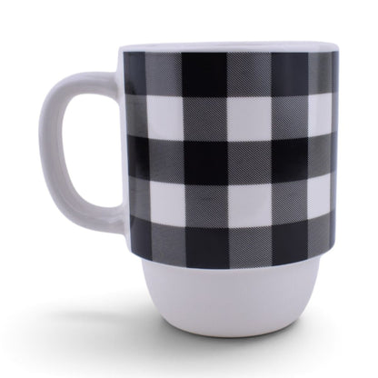 Buffalo Plaid Stacking Mug Set with Rack