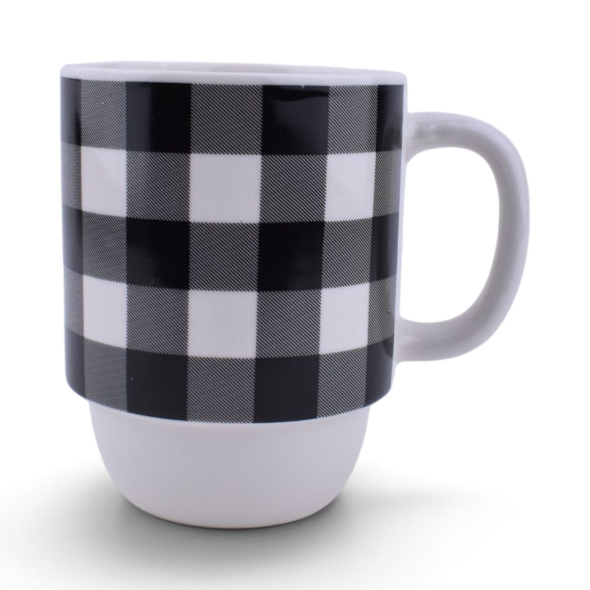 Buffalo Plaid Stacking Mug Set with Rack