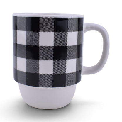 Buffalo Plaid Stacking Mug Set with Rack