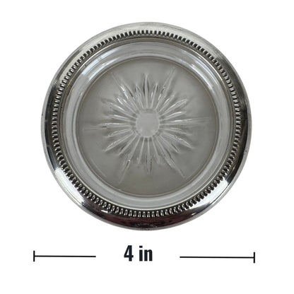 Leonard Silverplate and Glass Coasters, Set of 8
