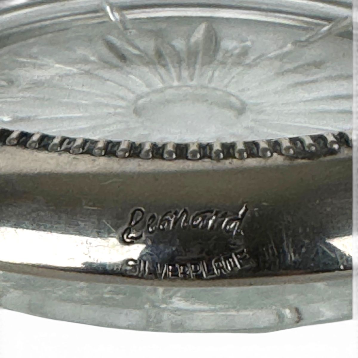 Leonard Silverplate and Glass Coasters, Set of 8