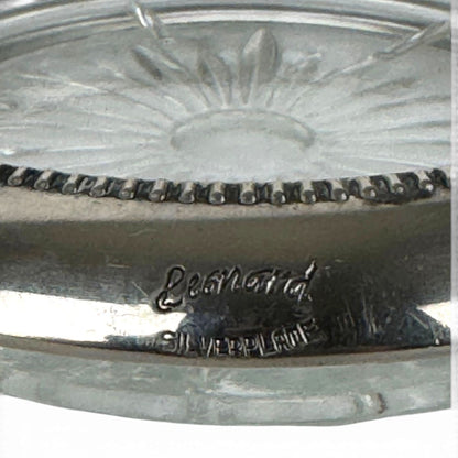 Leonard Silverplate and Glass Coasters, Set of 8