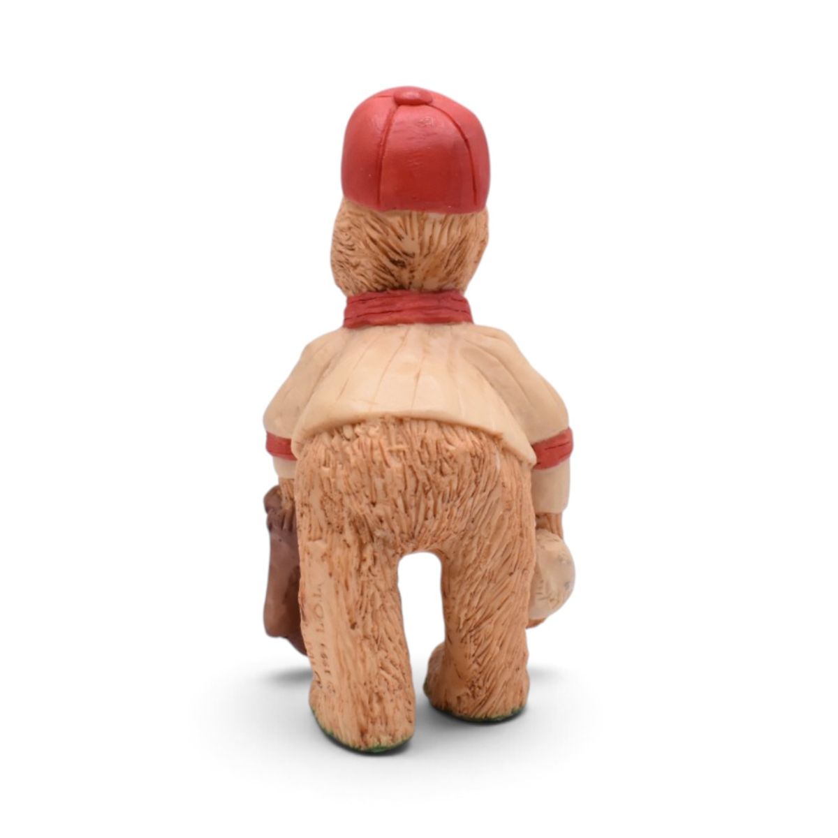 Vintage Baseball Bear Figurine with Red Cap and Mitt