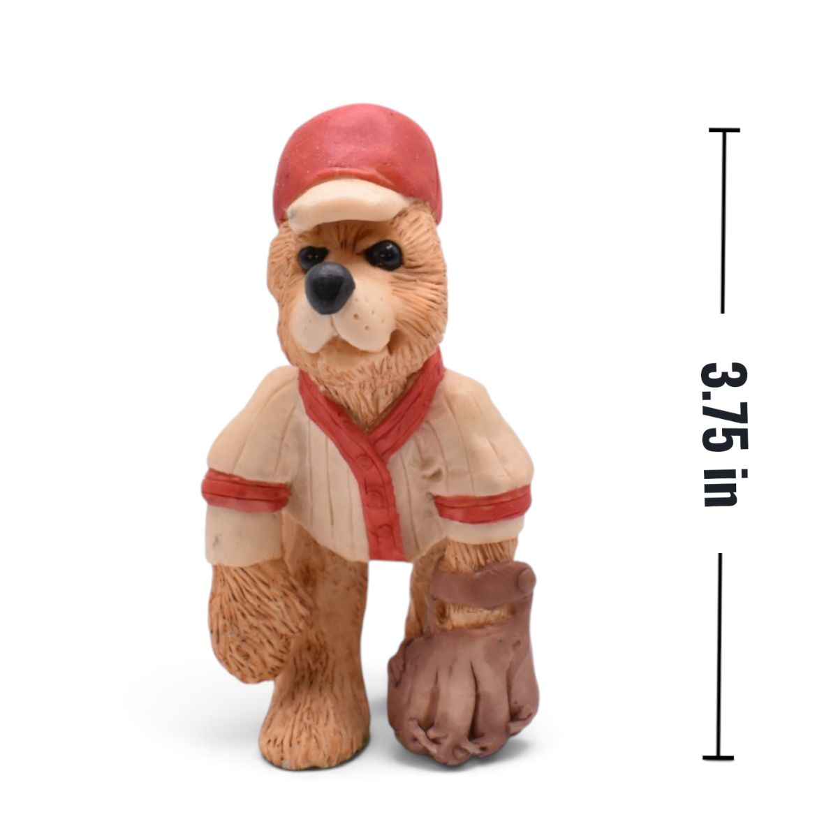 Vintage Baseball Bear Figurine with Red Cap and Mitt