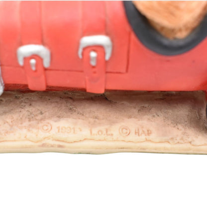 Vintage Teddy Bear Red Race Car Figurine, Number 2