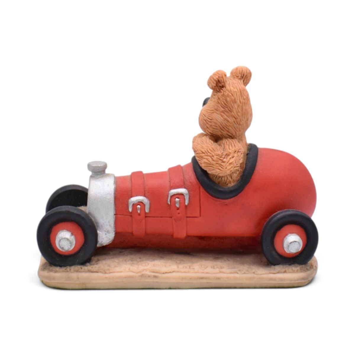 Vintage Teddy Bear Red Race Car Figurine, Number 2