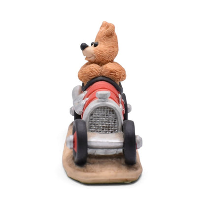 Vintage Teddy Bear Red Race Car Figurine, Number 2