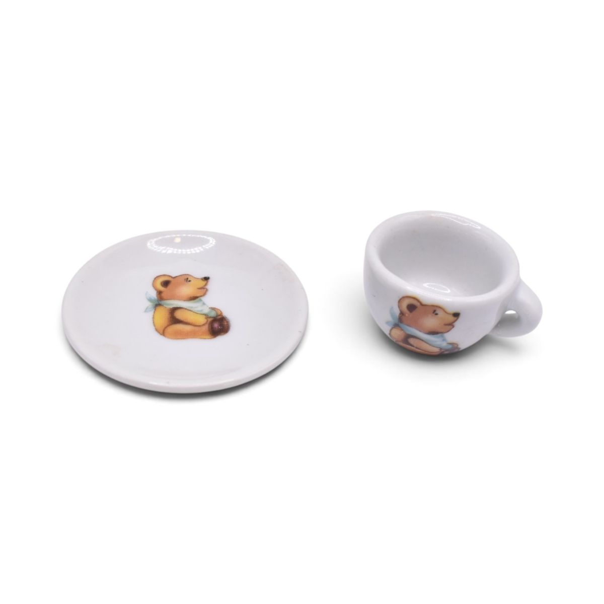 Miniature Teddy Bear Porcelain Tea Set, Cup and Saucer