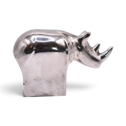 Silver Plated Rhino Paperweight Figurine