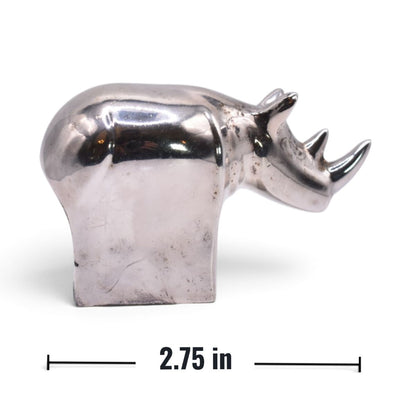 Silver Plated Rhino Paperweight Figurine