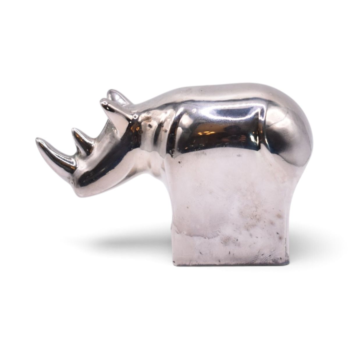 Silver Plated Rhino Paperweight Figurine