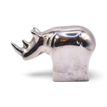 Silver Plated Rhino Paperweight Figurine