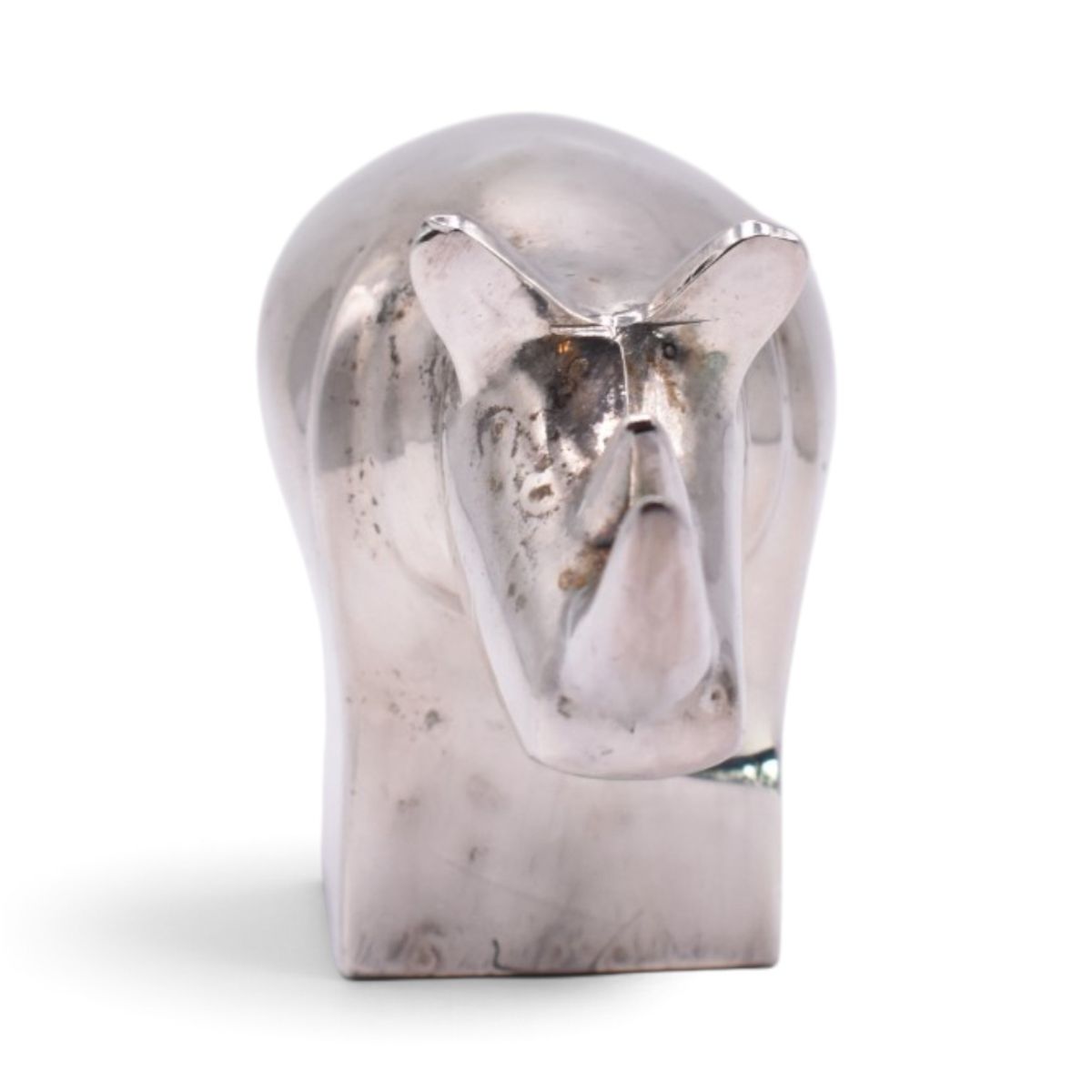 Silver Plated Rhino Paperweight Figurine