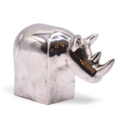 Silver Plated Rhino Paperweight Figurine