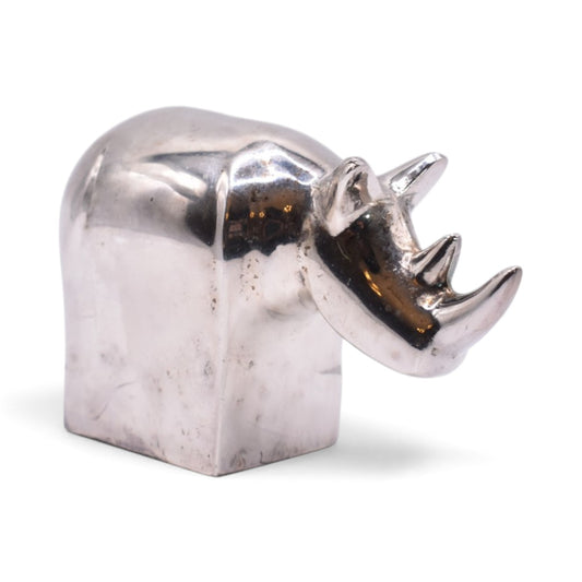 Silver Plated Rhino Paperweight Figurine