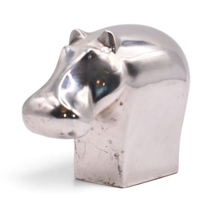 Silver Plated Hippo Paperweight Figurine
