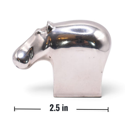 Silver Plated Hippo Paperweight Figurine