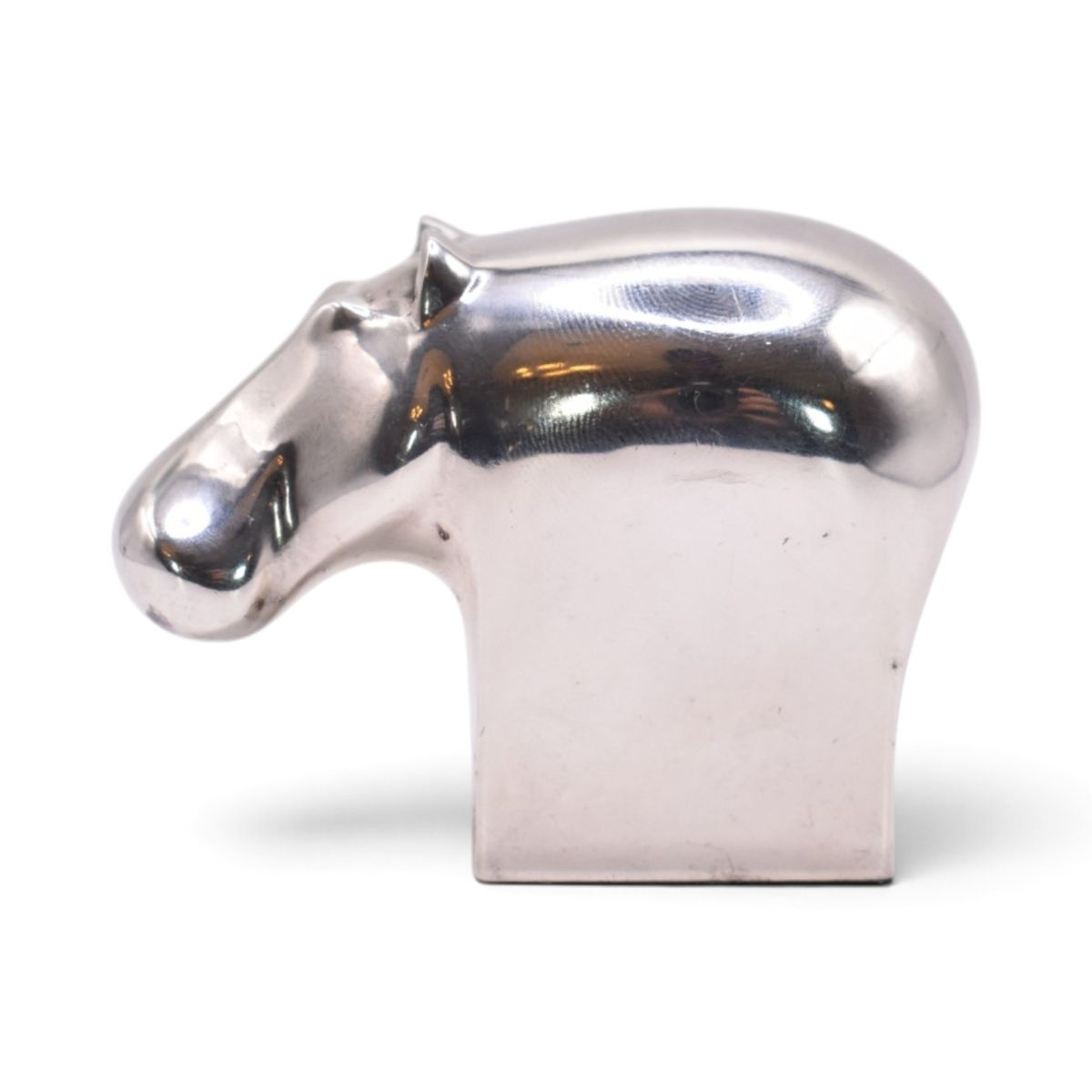 Silver Plated Hippo Paperweight Figurine